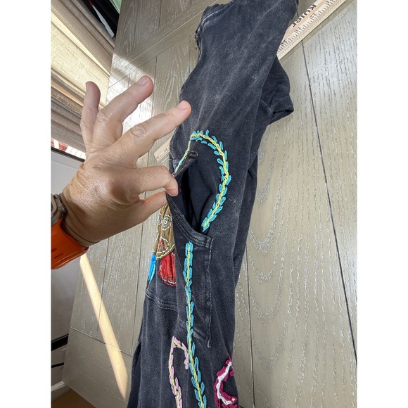 Nepal Embroidered Hoodie Jacket Womens XL Black Boho Festival Handmade Artsy - Picture 13 of 14